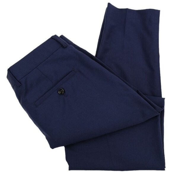 AMI ALEXANDRE MATTIUSSI Mens Blue CAROTT Fit Wool Button Fly Dress Pants 38 NWT